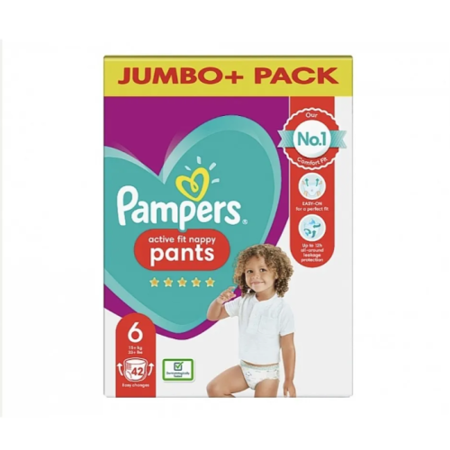 Гащички за еднократна употреба Pampers Active fit 6, 15+ кг 42 бр.