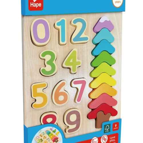 Дървен пъзел Hape, цветове и форми, 9 части