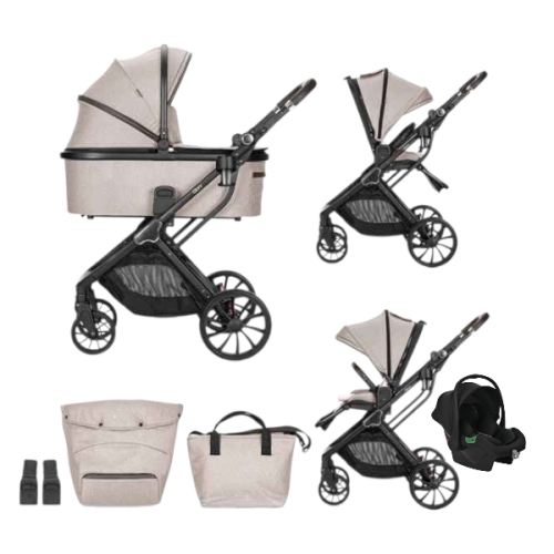 Комбинирана бебешка количка 3в1 Lorelli Glory, Beige + адаптори