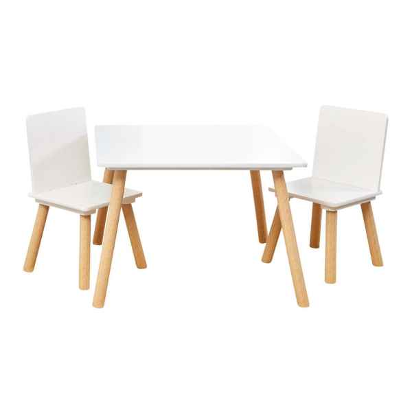 Комплект от дърво детска маса с 2 столчета GINGER, WHITE-Nwaxc.jpg