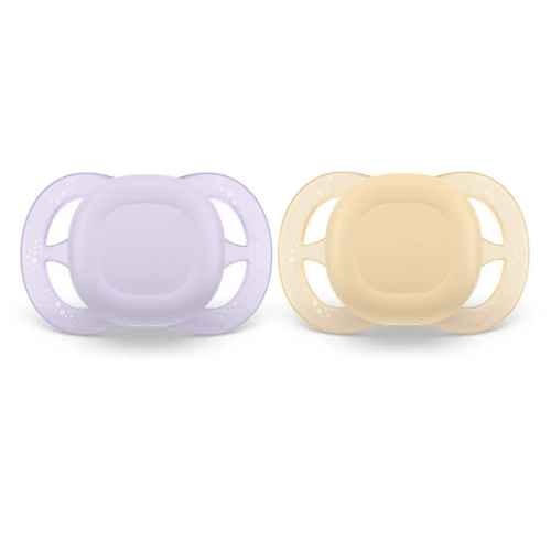 Комплект от 2 бр. ортодонтични залъгалки за новородени Philips AVENT Ultra Start 0-2м, в оранжево и лилаво, в кутия за стерилизиране