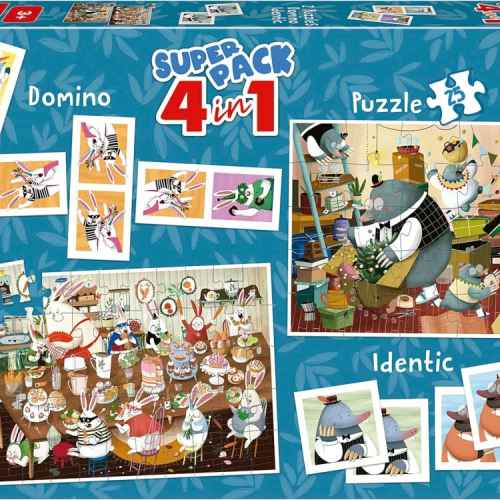 Игрален комплект Educa, Горски приказки, Домино, Мемори и 2 пъзела