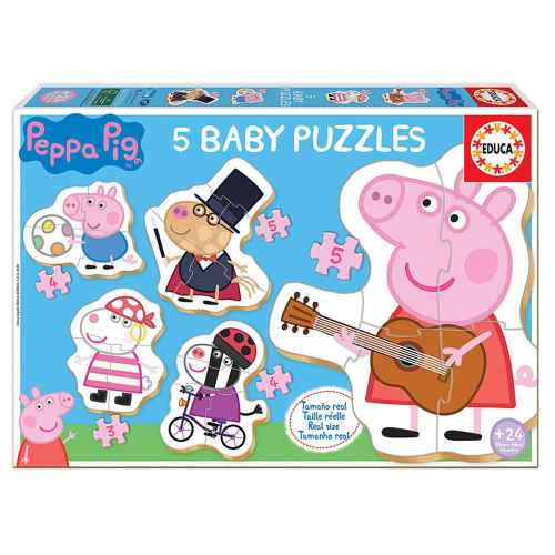 Пъзел Educa, Пепа Пиг и приятели, 3/4/4/5/5 части