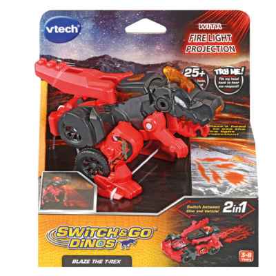 Интерактивна играчка Vtech, Трансформър Blaze, Автомобил и Динозавър T-Rex 2 в 1, Червен