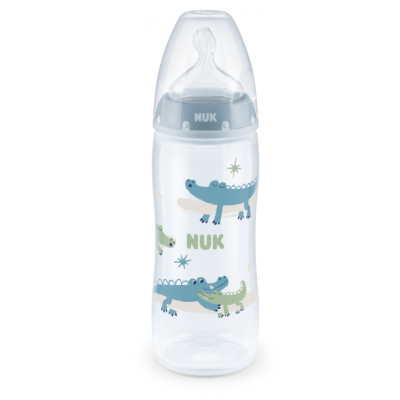 Шише Nuk First Choice 360 мл. силикон микс XL, син