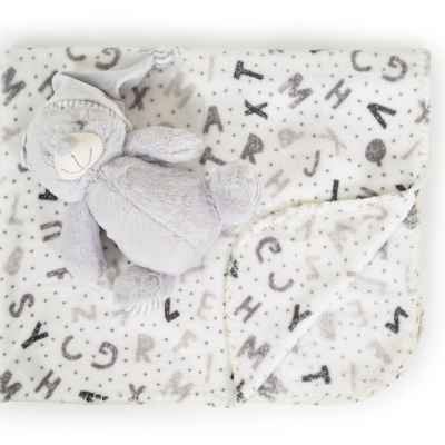 Бебешко одеяло Cangaroo с играчка Grey bear 90/75 cm