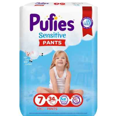 Памперс гащички Pufies Sensitive 7, 17+ кг 34 бр.