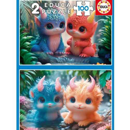 Пъзел Educa, Сладки чудовища 2 в 1, 2 x 100 части