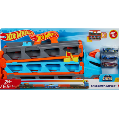 Високоскоростен транспортьор Hot Wheels, с 3 колички