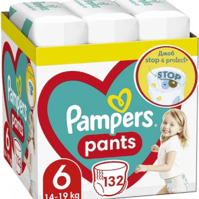 Гащички за еднократна употреба Pampers 6 Extra Large, 15+ кг 132 бр.