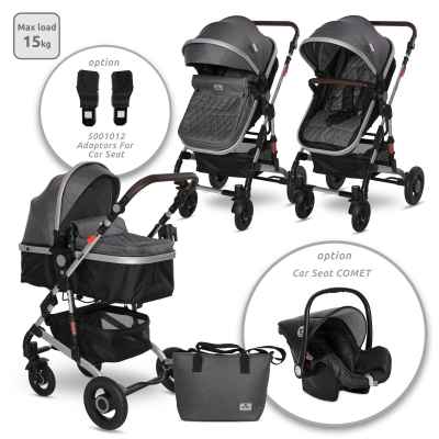 Комбинирана бебешка количка Lorelli Alba Premium, Steel Grey