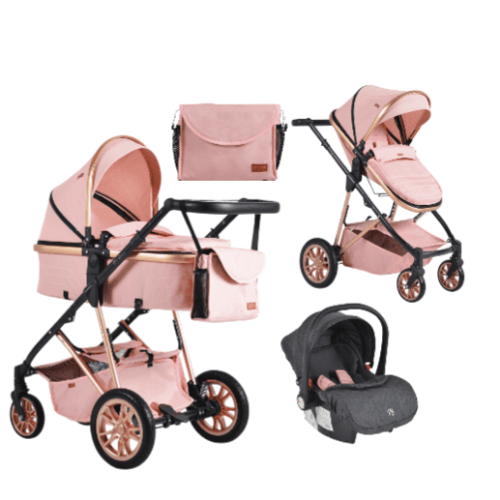 Комбинирана бебешка количка 3в1 Moni Midas, розова