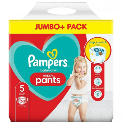 Гащички за еднократна употреба Pampers 5, 12-17 кг 60 бр.