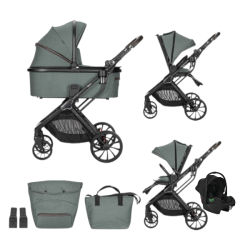 Комбинирана бебешка количка 3в1 Lorelli Glory, Green + адаптори