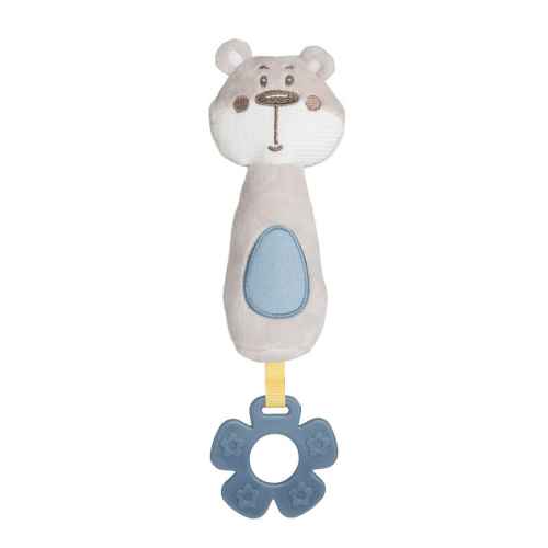 Мека играчка с чесалка и свирка Canpol Pastel Friends, сива