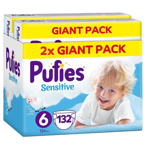 Памперси Pufies Sensitive 6 Extra Large, 13+ кг 132 бр.