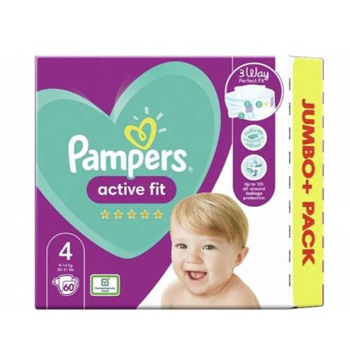 Памперси Pampers Active Fit 4, 9-14 кг 60 бр.