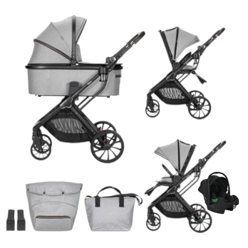 Комбинирана бебешка количка 3в1 Lorelli Glory, Grey + адаптори