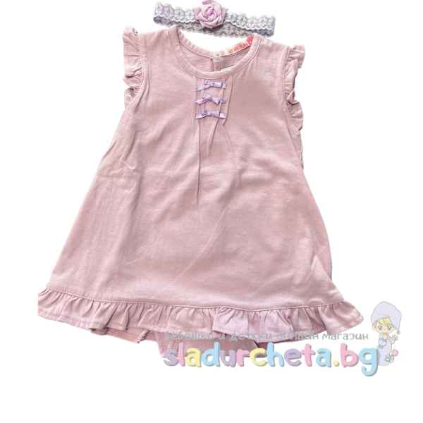 Бебешка рокля с лента Сали, светлолилава-RdGc4.jpeg