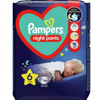 Еднократни нощни гащички Pampers Night Pants 6, 15+ кг 19 бр.