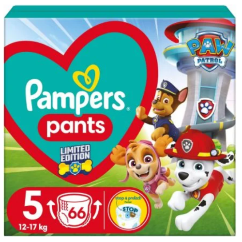 Гащички за еднократна употреба Pampers GPP PawPatrol 5, 12-17 кг 66 бр.