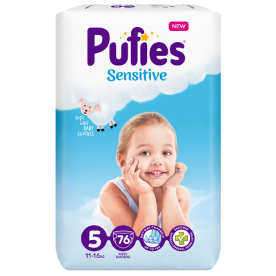 Памперси Pufies Sensitive 5 Junior, 11-16 кг 76 бр.