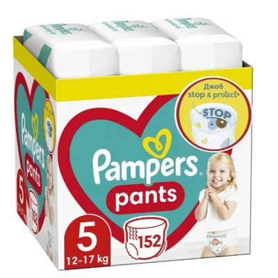 Гащички за еднократна употреба Pampers Junior 5, 12-17 кг 152 бр.