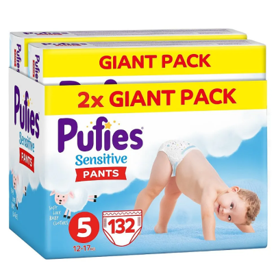 Памперс гащички Pufies Sensitive 5, 12-17 кг 132 бр.