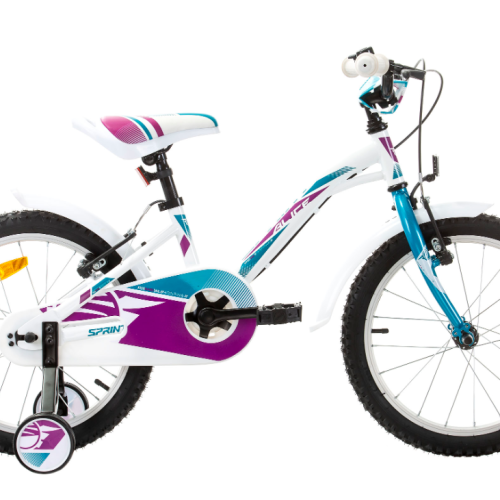 Детски велосипед Sprint Alice 18, бяло с виолетово и тюркоаз