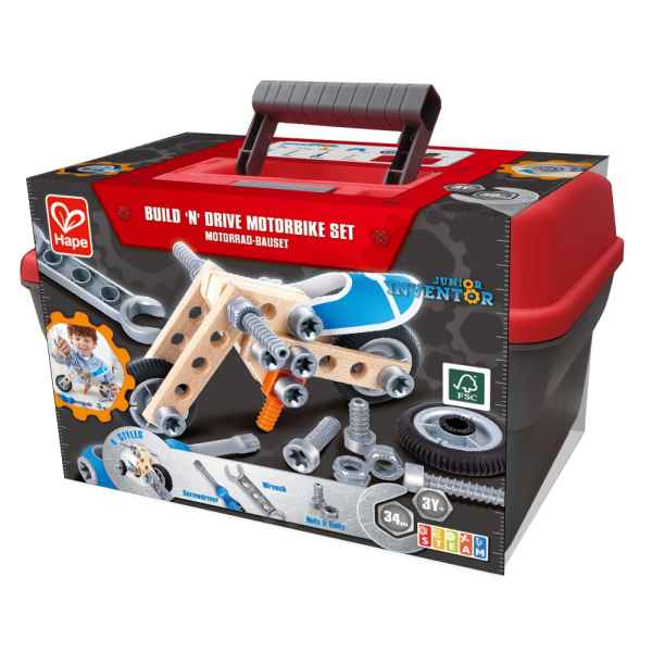 Дървен комплект Hape, Малък изобретател, Мотоциклет, 34 части-TKfKH.jpeg