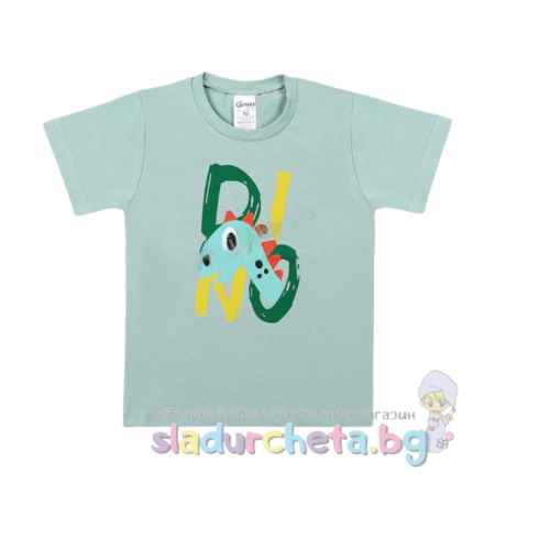 Детска тениска Светли, цвят олив