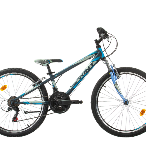 Детски велосипед Sprint Casper 24, стоманен синьо със сиво и черно