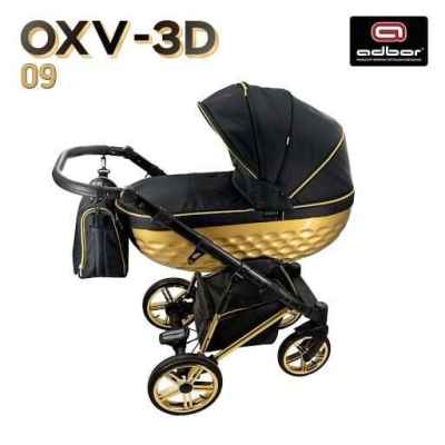 Бебешка количка 3в1 Adbor Avenue 3D, черен текстил/голд
