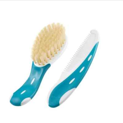 Четка за коса естествен косъм и гребенче NUK, синьо