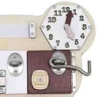 Дървен Бизи Борд Мече Ginger, Монтесори дъска за фина моторика, Натурално дърво и кафяво-U4IXv.jpeg