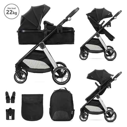Комбинирана бебешка количка 3в1 Lorelli Aspen, Black
