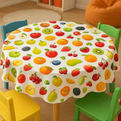 5бр. Хидрофобирана покривка за маса, 90/150 см, плодове