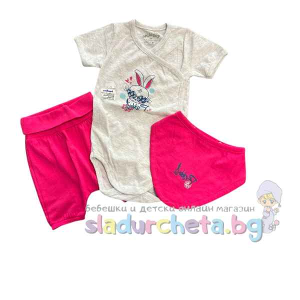 Комплект от 3 части Светли - боди, къс панталон и бандана-VRsO6.jpeg