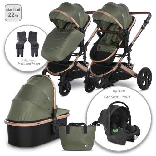 Комбинирана бебешка количка 2в1 Lorelli Boston, Loden Green + адаптори