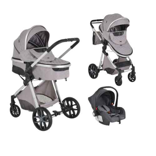 Комбинирана бебешка количка 3в1 Moni Alma, светлосива