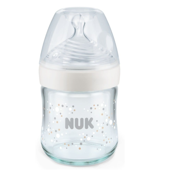 Стъклено шише Nuk First Choice 120 мл. със силиконов биберон 0-6 м., бял-WKZ2v.png