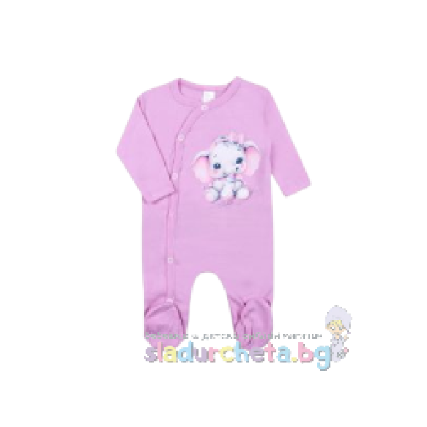 Бебешки гащеризон Светли, Слонче в лилаво-WU37i.png