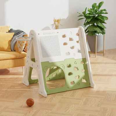 Детска пластмасова стена за изкачване 5 в 1 Feelkids, зелена