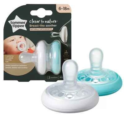Oртодонтична залъгалка Tomme Tippee Breast like night 6-18м, 2бр