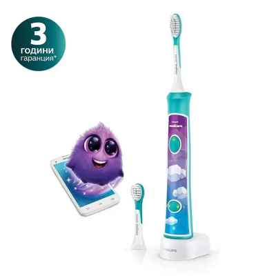 Детска звукочестотна четка за зъби For Kids с вграден Bluetooth Philips Sonicare, Aqua