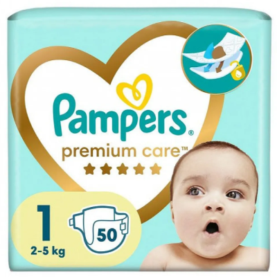 Пелени за еднократна употреба Pampers Premium Care 1 Newborn, 2-5 кг 50 бр.