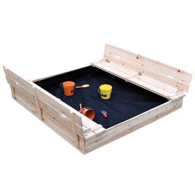 Голям детски пясъчник Ginger Home, с пейки и сгъваем капак 157x157x21см