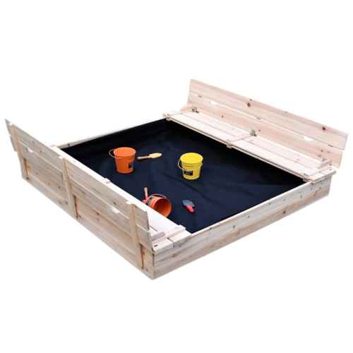 Голям детски пясъчник Ginger Home, с пейки и сгъваем капак 157x157x21см