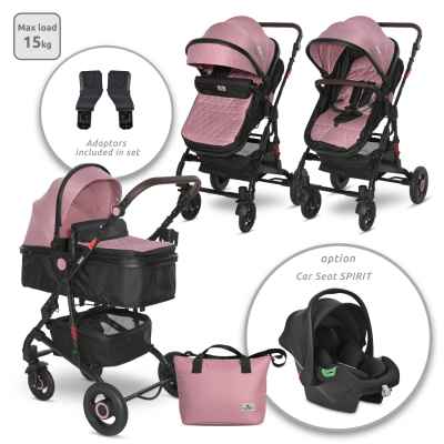 Комбинирана бебешка количка Lorelli Alba Premium, Pink + Адаптори