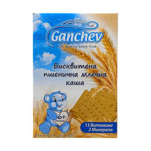 Бисквитена пшенична млечна каша Ganchev, 6м. 200 гр.